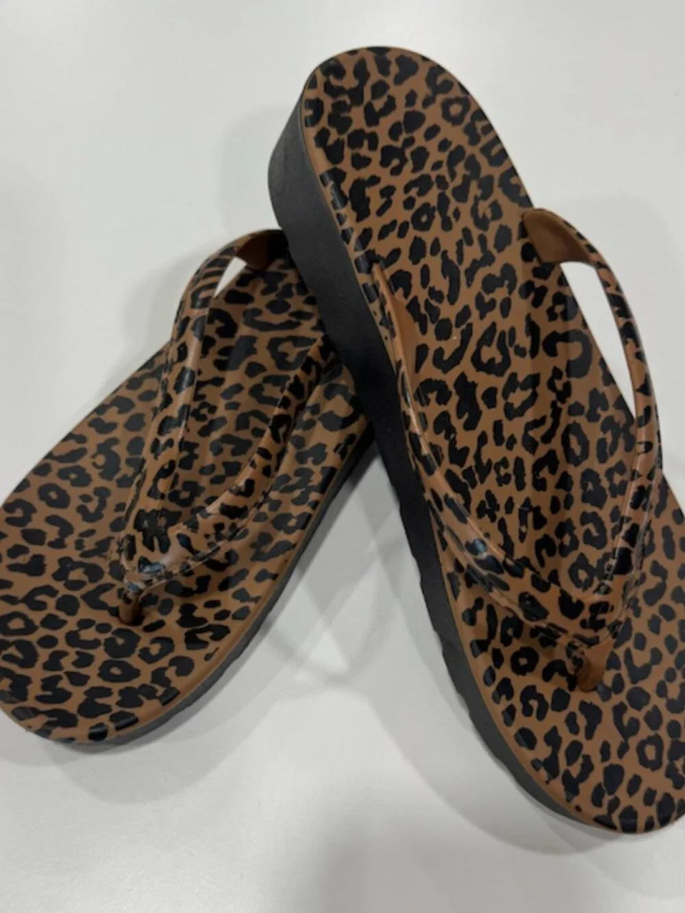 Leopard Wedge Flip Flops